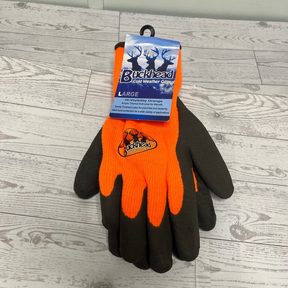 Buckhead Cold Weather Gear Hi-Vis Orange Thermal Latex Grip Gloves Large 5096L